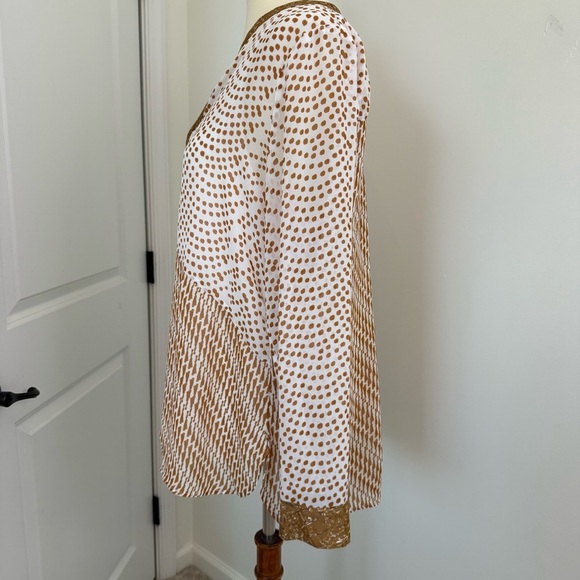 NWT Soft Surroundings Eliza Shirt Bronze Abstract Size Large with Knit Tank Boho - Picture 3 of 13